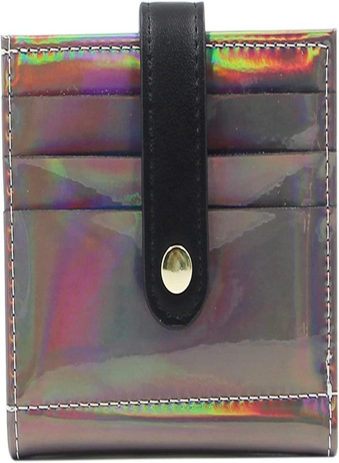 MOCA Womens Holographic Card Holder, PU Leather Credit Debit Card Cash Holder Multifunctional Card Holder Wallet Pouch for Woman (Black) - Image 1